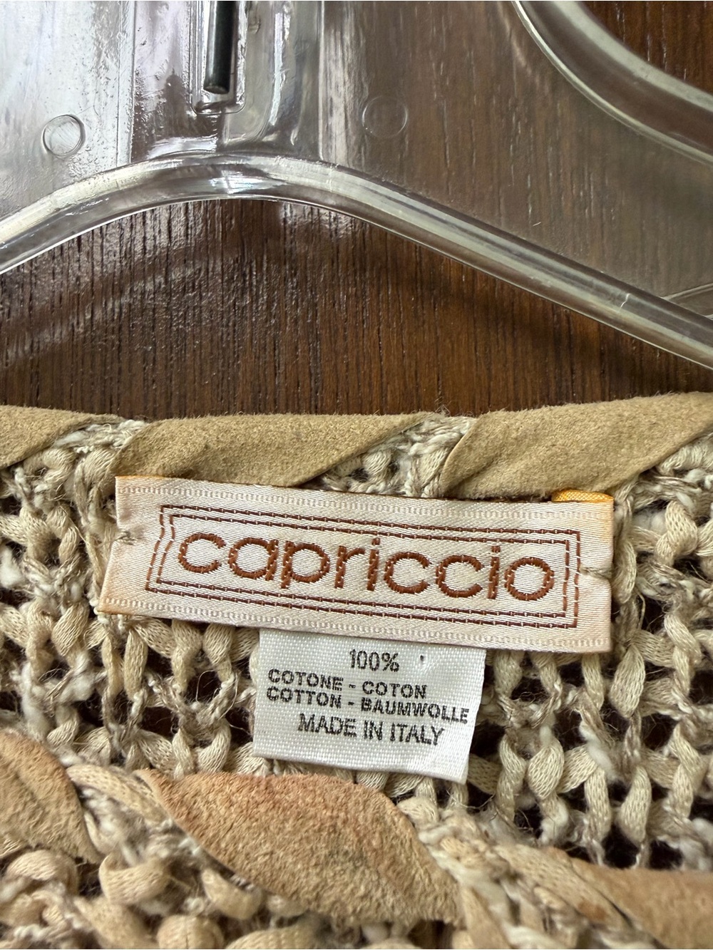 Women's Beige Crochet Cotton Crop Top Small